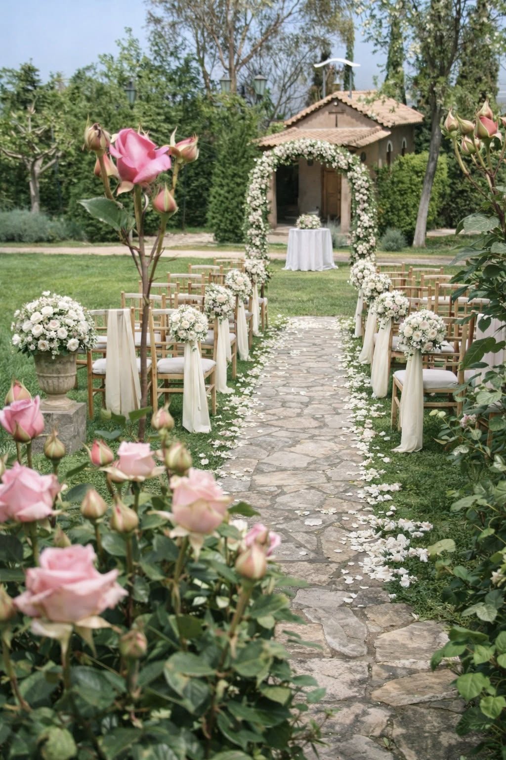 Elegant wedding ceremony in a private chapel near Athens