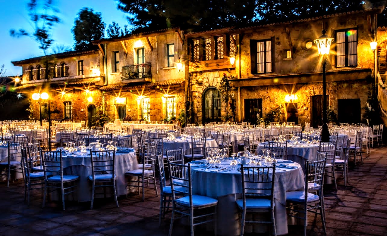Il Villagio romantic wedding venue in Athens Greece with Venetian inspired stone architecture