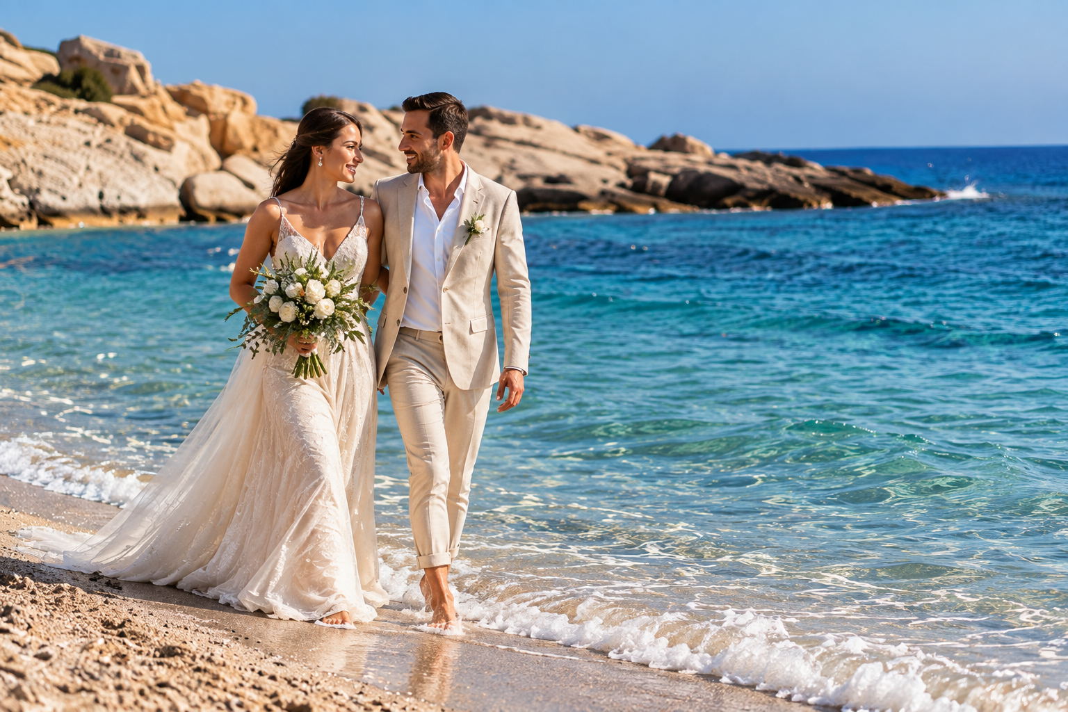 romantic wedding on the beach of Paros